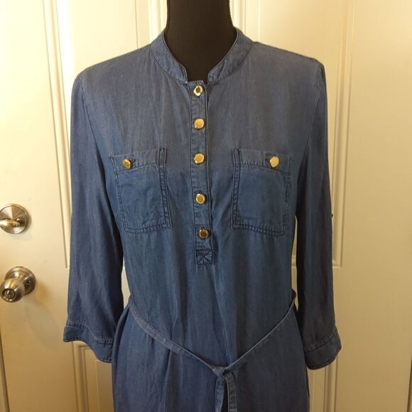 Liz Claiborne 100% Lyocell blue chambray dress - Picture 2 of 12